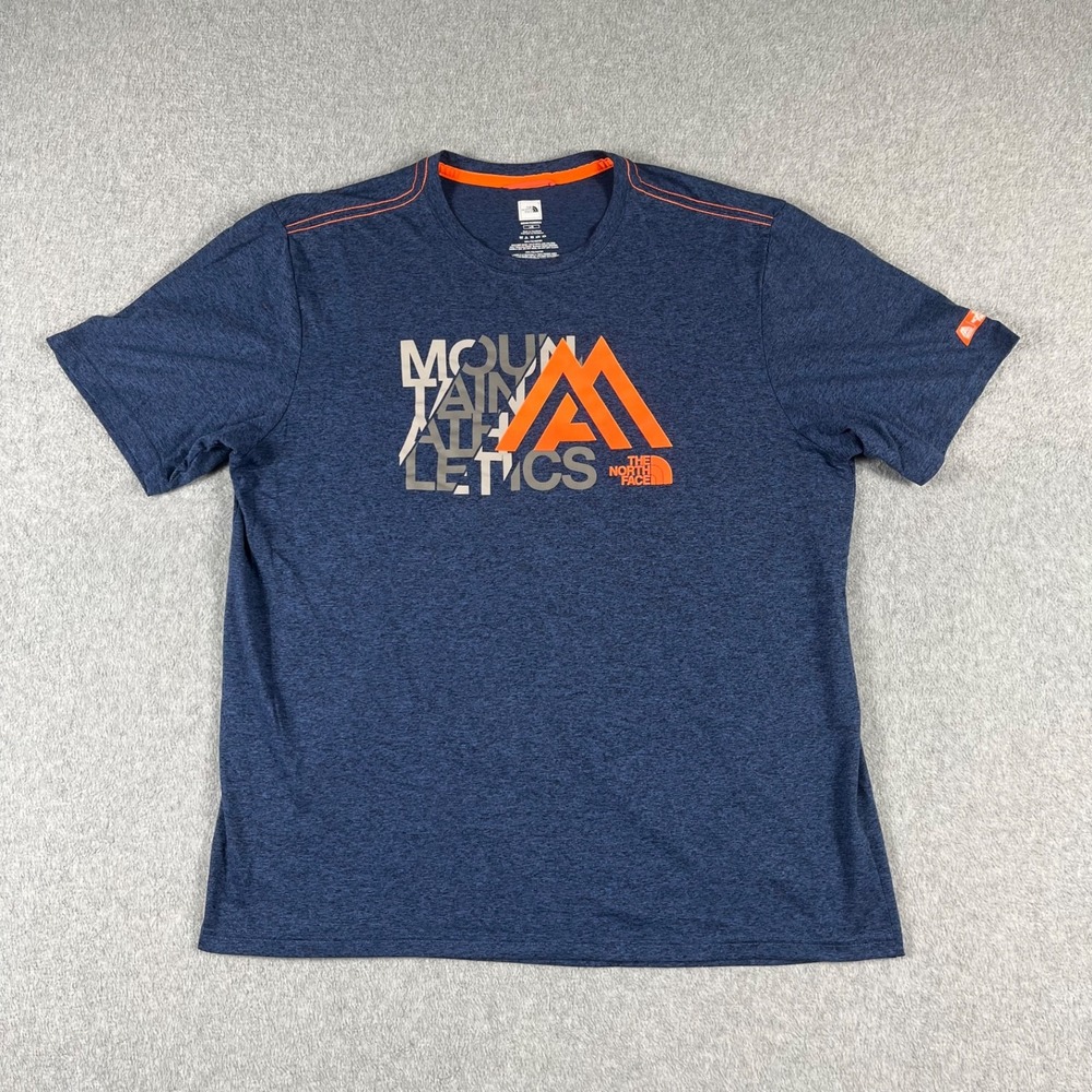 The North Face Shirt Mens Large Navy Blue Orange Mountain Athletics Graphic Tech